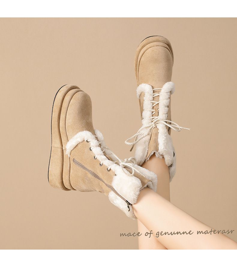 New mid-calf boots with cashmere padded warm shoes retro booster boots_voghion.com