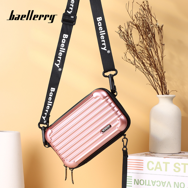 Nuova borsa da trucco da donna con tracolla rigida in PC a righe e mini scatola portaoggetti_voghion.com