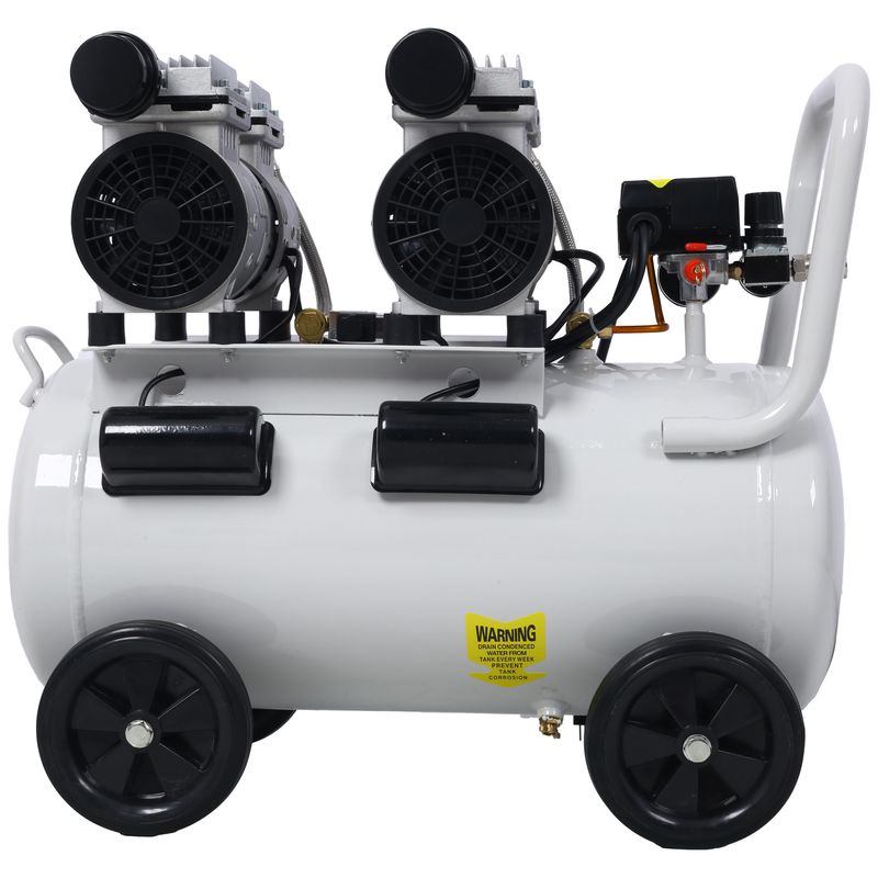 2.5 HP Silent Air Compressor 13 Gallon, Oil-Free, Electric Shop Air Compressor Portable,Lightweight With Wheels, 70 DBA Noise Level, With Automatic Drain Valve,Light Gray_voghion.com