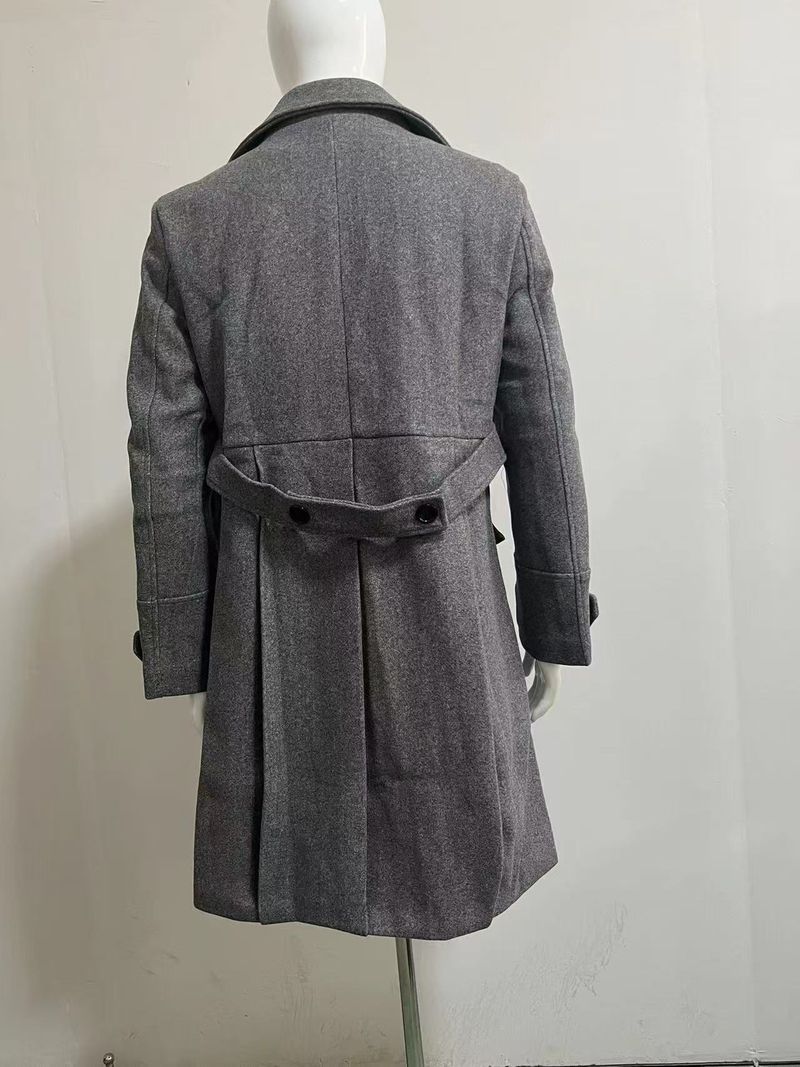 Abrigo de lana para hombre, nuevo estilo de otoño e invierno, cruzado, de longitud media, a la moda._voghion.com