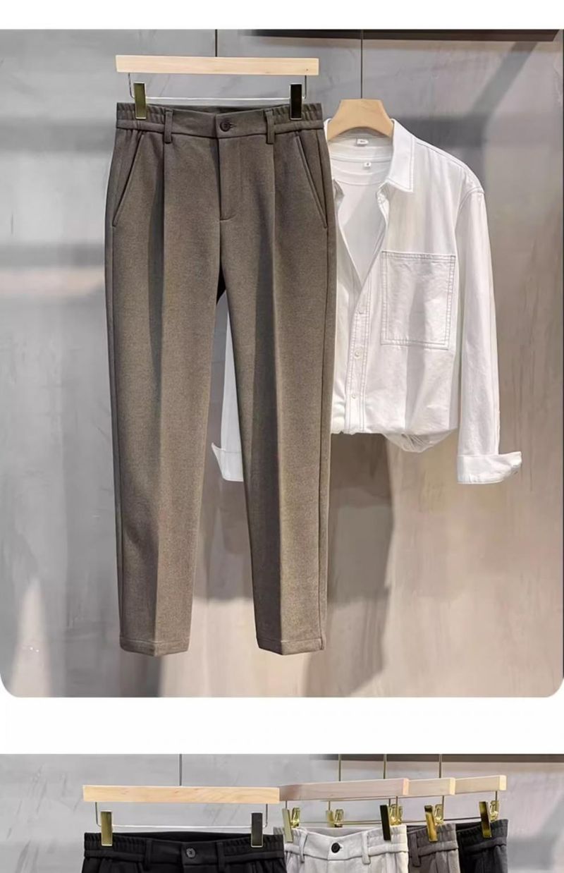 Yün Pantolon Erkek İlkbahar Ve Sonbahar Düz Dokuz Noktalı İnce Kesim Üst Sınıf Pantolon İş Gündelik Pantolon Erkek Pantolon Sonbahar Ve Kış_voghion.com