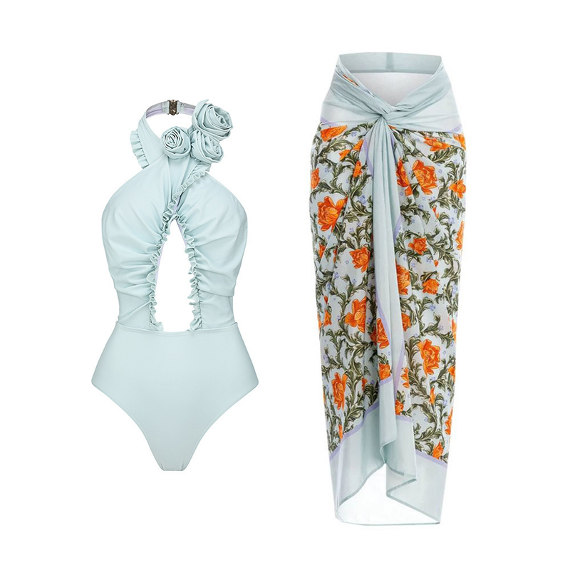 2023 Costume da bagno intero intero fiore solido Costume da bagno da donna per vacanze al mare di alta qualità_voghion.com