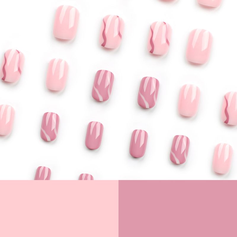 Yiwu portant un Patch carré court spécial portable, faux ongles roses simples_voghion.com