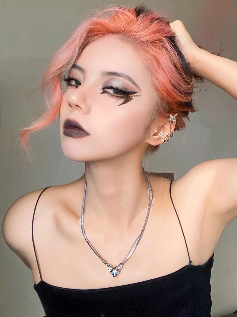 Hot salg Leter leker Choker Jenshin halskjede Genshin Impact fashion, søt kult, mørkt kattehode, dobbeltlags kjede, uvanlig_voghion.com