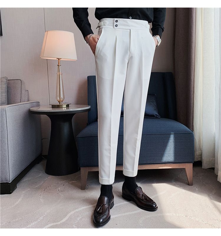 New Neapolitan Drape High Waist Men's Casual Pants Trendy Trousers_voghion.com