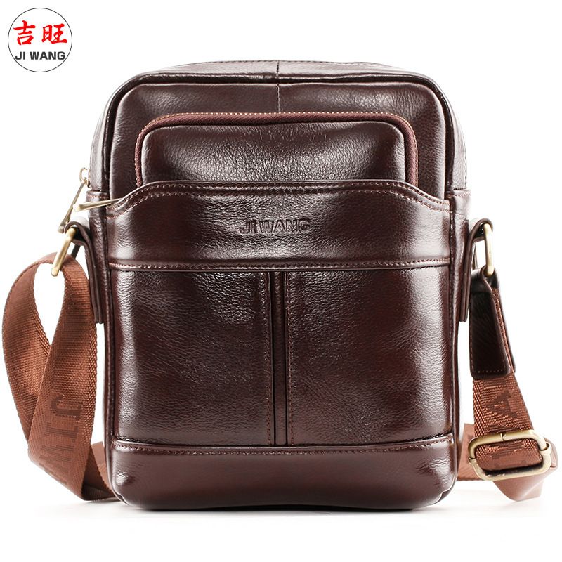 Men's Genuine Single Shoulder Crossbody Bag Casual Backpack Large Capacity Zipper Top Layer Cowhide Soft Leather_voghion.com