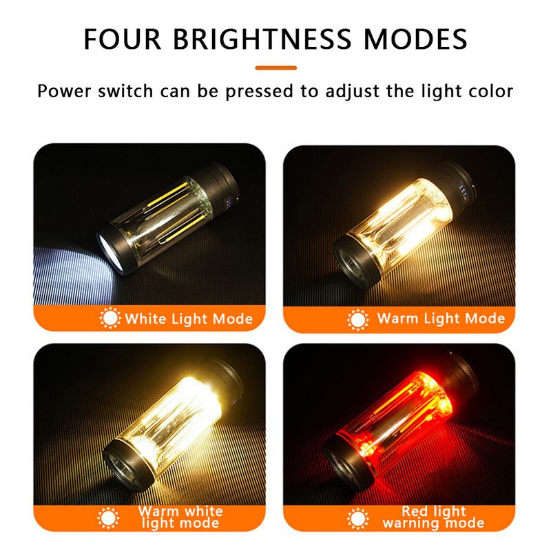 Nieuwe multifunctionele kampeerlamp Type-C oplaadbaar zaklamp met lange levensduur kampeersfeerlicht_voghion.com