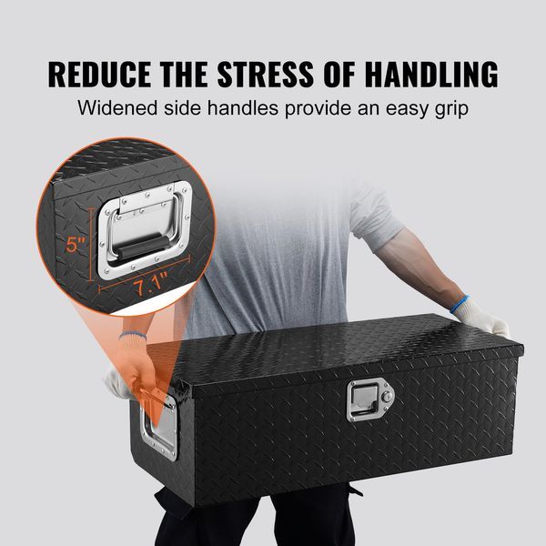 Heavy Duty Aluminum Truck Bed Tool Box, Diamond Plate Tool Box With Side Handle And Lock Keys, Storage Tool Box Chest Box Organizer For Pickup, RV,_voghion.com