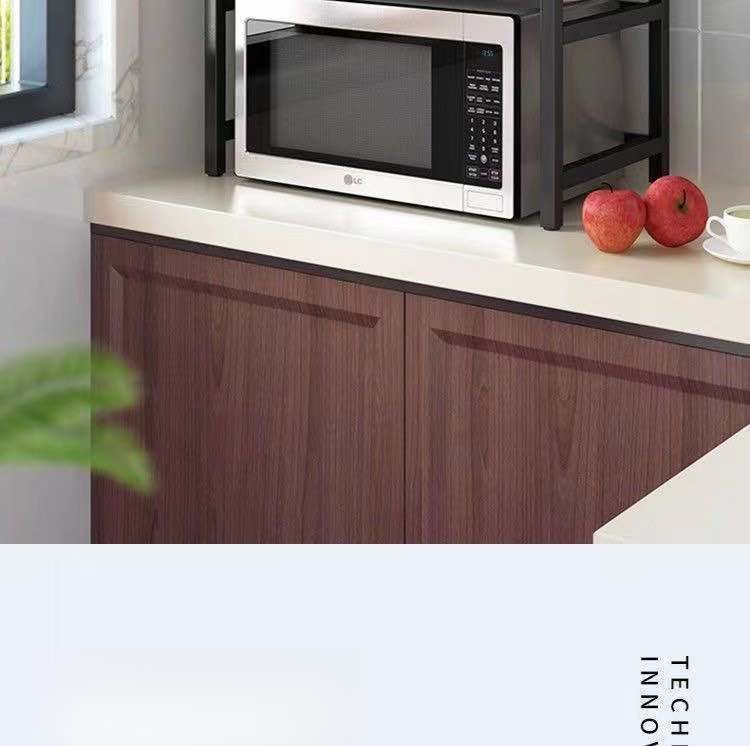 Kitchen Thickened Extendable Microwave Rice Cooker Oven Household Double-layer Carbon Steel Storage Rack_voghion.com