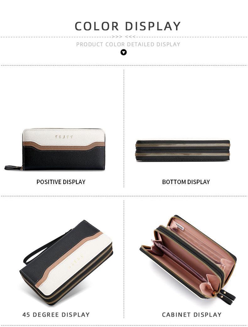 Women's Long Wallet, Clutch Bag, Color Matching, Large-capacity Double-layer Women's Wallet_voghion.com