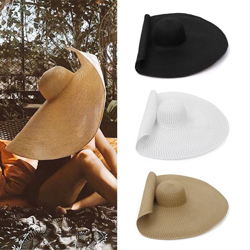 New Arrivals GEMVIE Summer Large Wide Brim Foldable Hats for Women Oversized Sun Shade Travel Straw Lady UV Protection Beach Hat_voghion.com