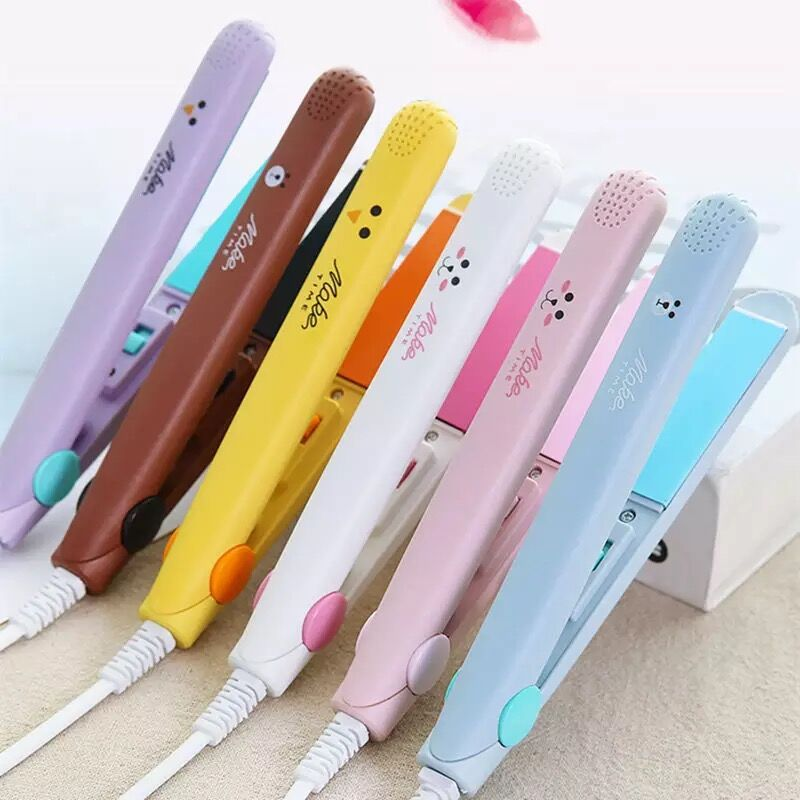 Mini Hair Straightener & Curling Iron - 2-In-1 Styling Tool For Bangs & Waves (Fast Heating Travel Size Dual Voltage Ceramic Plates)_voghion.com