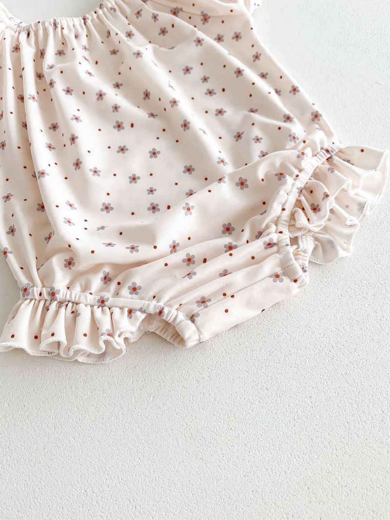Maillot de bain d'été coréen pour filles, bulle à la mode pour bébé, mignon, manches courtes, une pièce enveloppée, bas, imperméable, chapeau de natation_voghion.com