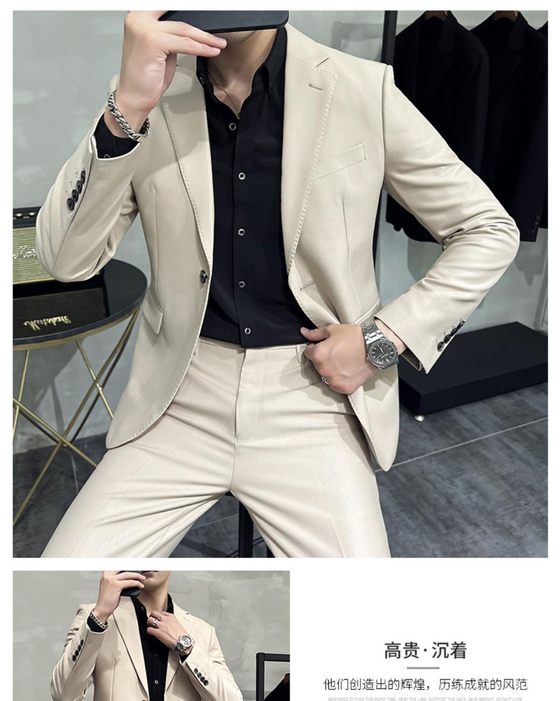 Set completo da uomo nuovo primavera 2023 versione coreana slim fit abito casual da lavoro Pi Shuai in stile britannico di alta qualità_voghion.com