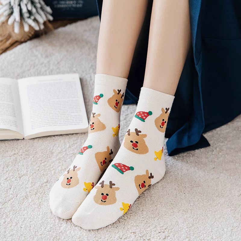 Lillian Unisex Cartoon Herbst Winter Neue Niedliche Wadenhohe Cross Border Weihnachtssocken Verdickt Warme Socken_voghion.com