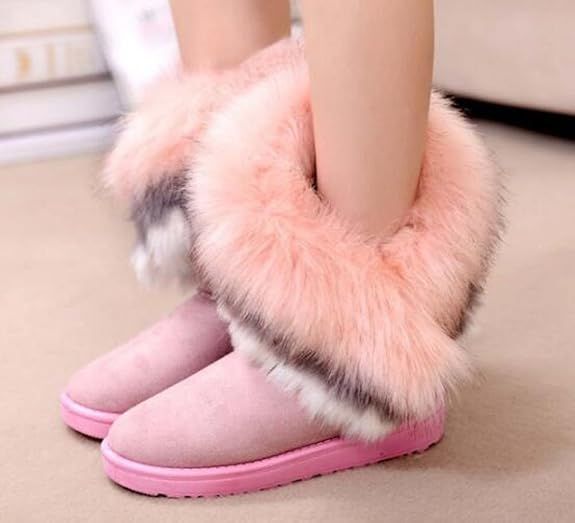 Women's Fur Tassel Winter Snow Boot Suede Flat Ankle Boots_voghion.com