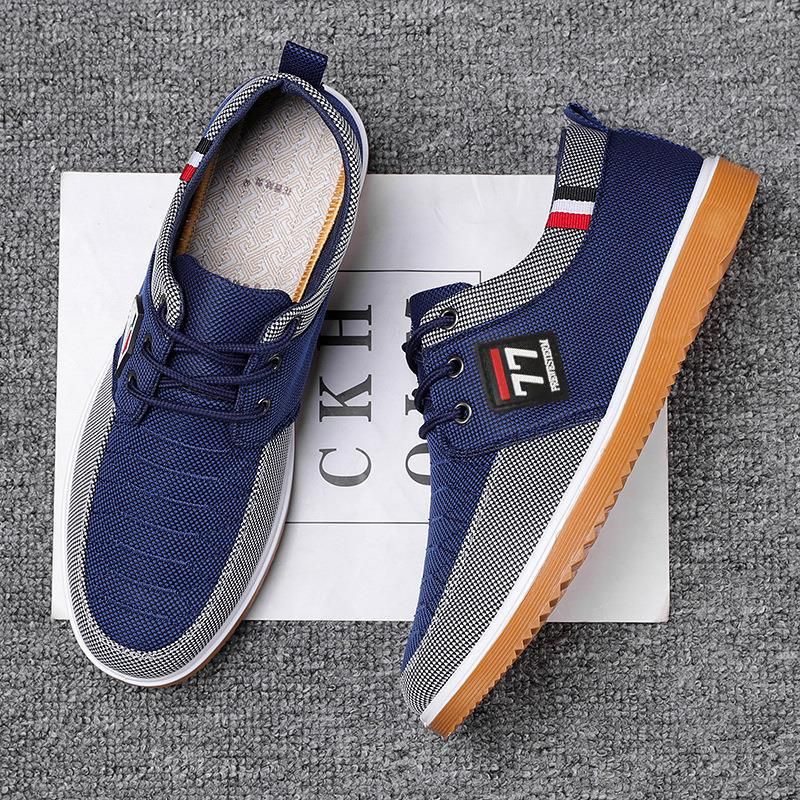 Men's Casual Canvas Shoes - Breathable Round-Toe Sneakers For Work & Daily Wear, Lightweight Slip-Resistant Rubber Sole, Sizes 39-44_voghion.com