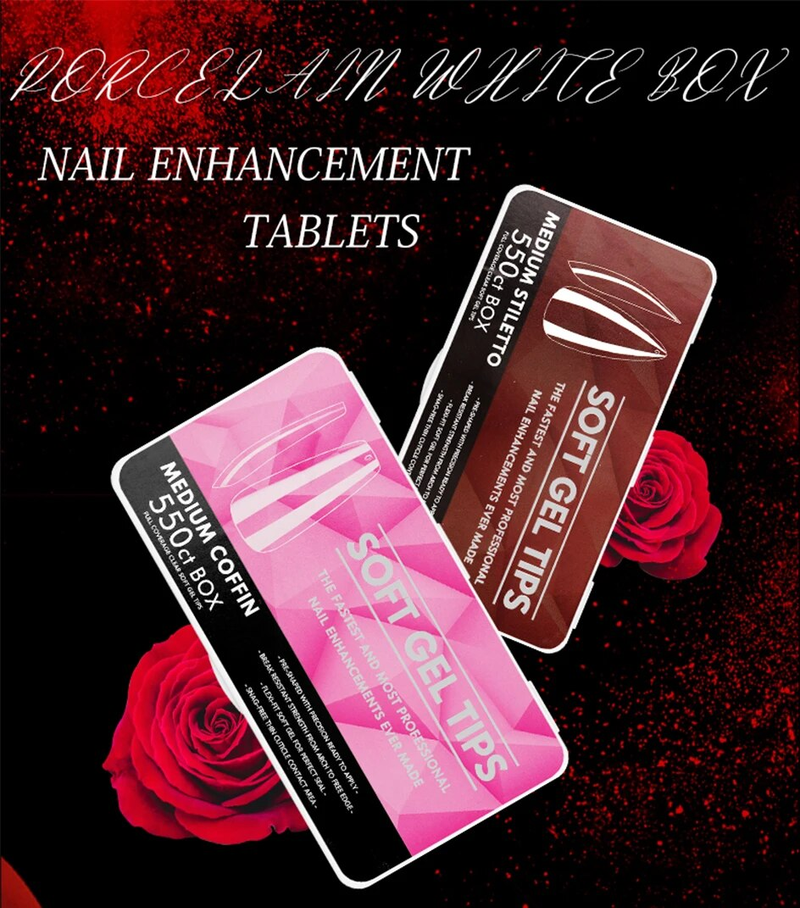 Arte Clavo Clear Medium Long Almond Nail Tips Kit Μαλακό Gel Συμβουλές Πλήρους κάλυψης Soak Off Nail Extension Gel Tips False Press on Nails_voghion.com