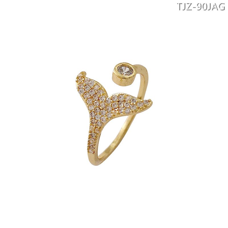 【Echtes Gold Galvano 】 Exquisiter Fisch Offener Damenmode-Index Fer Ins R, Hoher Kaltlicht-Luxusschwanz_voghion.com