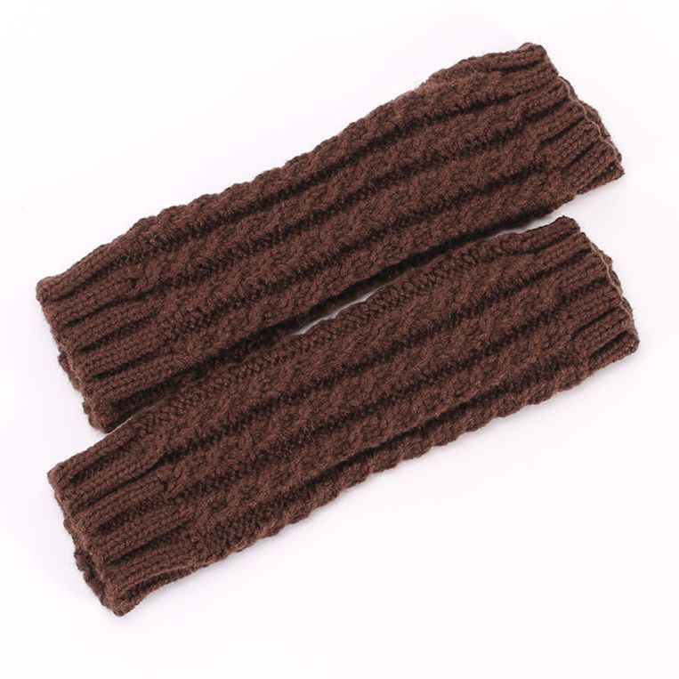 Fried Dough Twists Wrist Gloves Autumn Winter New Knitted Wool Warm Men And Women's Short Skiing Open Finger Sleeve_voghion.com