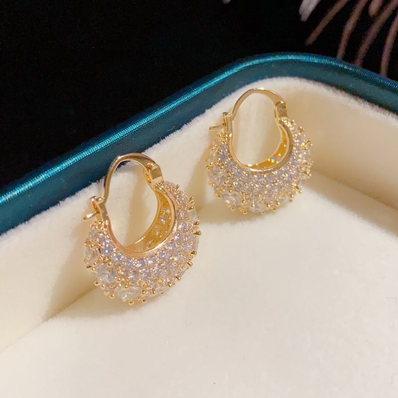 Micro Paved Full Zircon Bag-Shaped Internet Celebrity Personality Exquisite Super Shiny High-End Versatile Earrings For_voghion.com