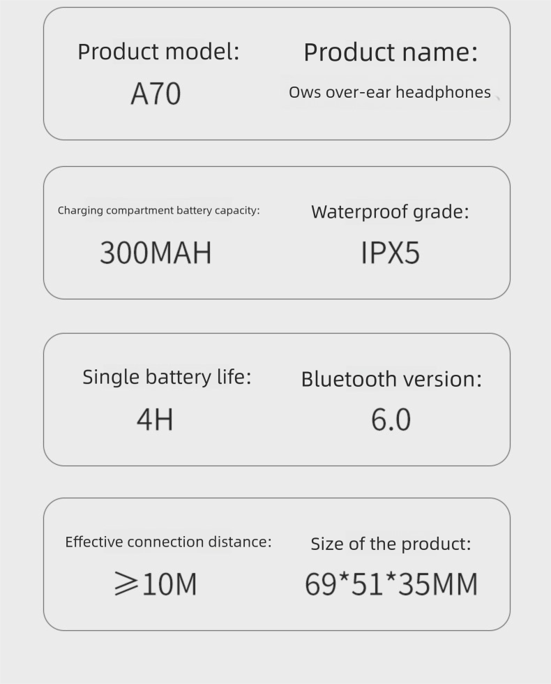 Auricolari Bluetooth trasparenti con gancio auricolare, di alta qualità, non in-ear, con traduzione AI, 2025_voghion.com