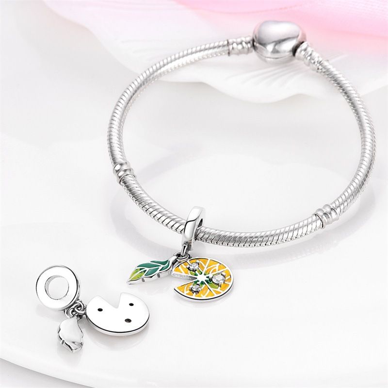 Gioielli da donna in argento placcato rame bianco 925, serie di frutta, ciondolo a forma di avocado e ciliegia, bracciale con perline fai da te Panjia, regalo_voghion.com