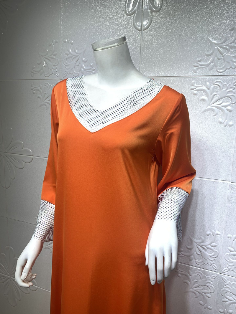 Abito lungo da donna in maglia di diamanti con paillettes in raso per donne musulmane_voghion.com