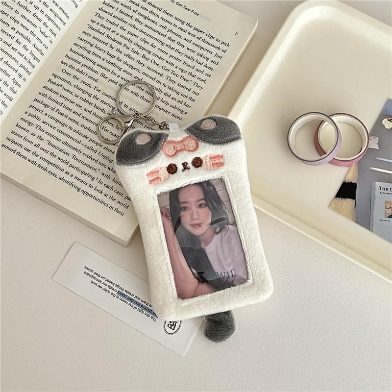 Bolsas femininas estilo original ins, filhote de cachorro fofo, porta-cartões de pelúcia, cartão de refeição do campus, cartão de ídolo, pingente para exibição de fotos_voghion.com