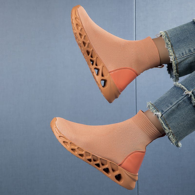 New Women's High Top Casual Shoes, Trendy Versatile Elastic Socks, Boots, Breathable Shoes 7D9_voghion.com