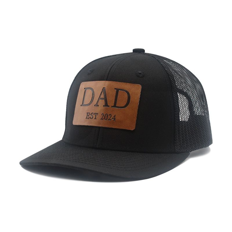 Unisex DAD EST 2024 Leather label baseball cap Net hat Truck hat Men's sun hat Duck cap_voghion.com