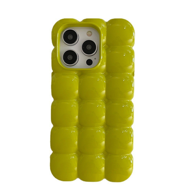 Solid Color Puff Egg Waffle Phone Compatible With IPhone 16 15 Pro Max 3D 14 Niche 13 Soft Case_voghion.com