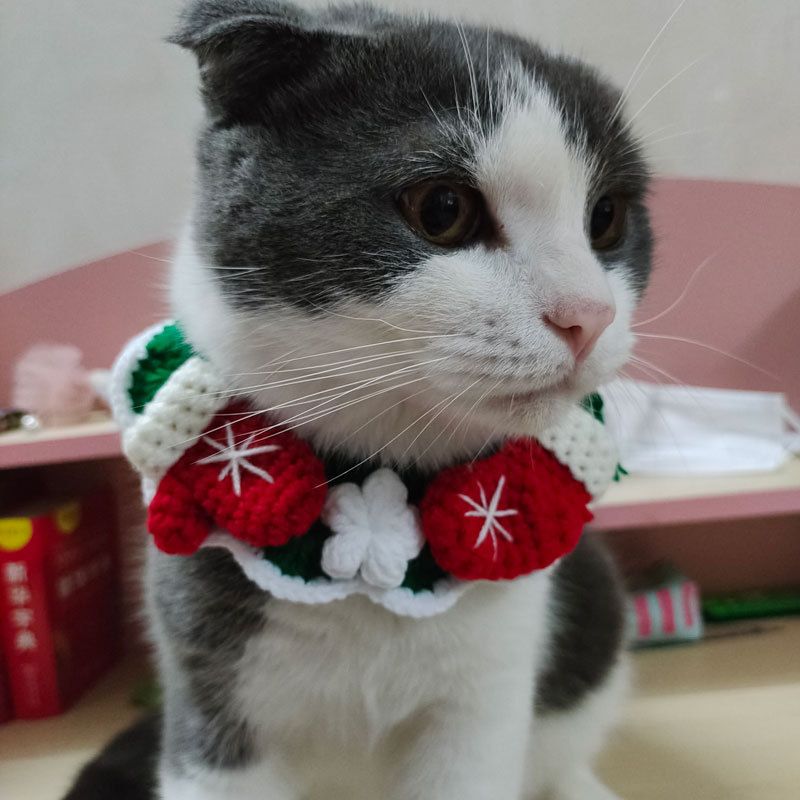 Sciarpa di lana lavorata a maglia per cani e gatti, bavaglino, bavaglino di Babbo Natale, collare per festival_voghion.com