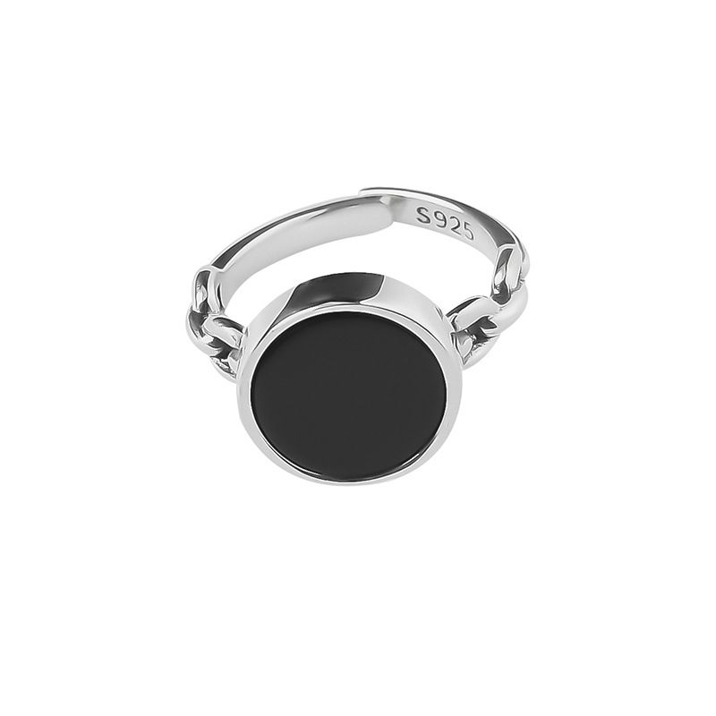 Anillo QMCOCO original, elegante y a la moda con piedras preciosas negras geométricas retro para mujer, anillo de noche para hombre._voghion.com