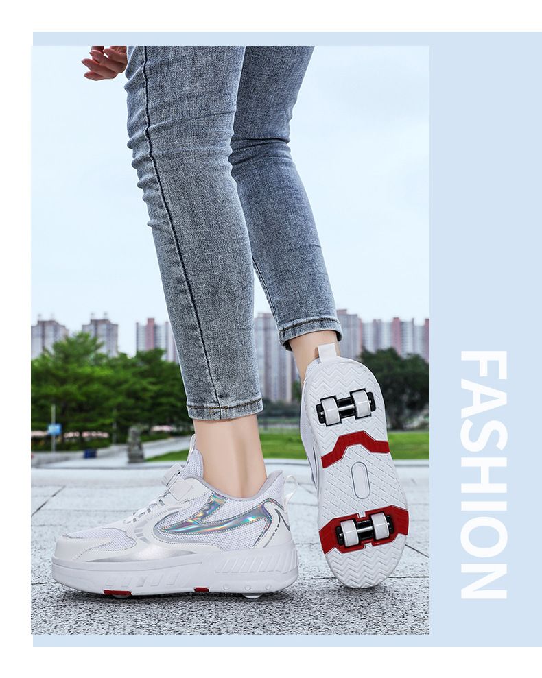 Patines de ruedas de cuatro ruedas para madres y niños, patines de ruedas para niños, patines de ruedas para estudiantes, deformación de contracción invisible_voghion.com
