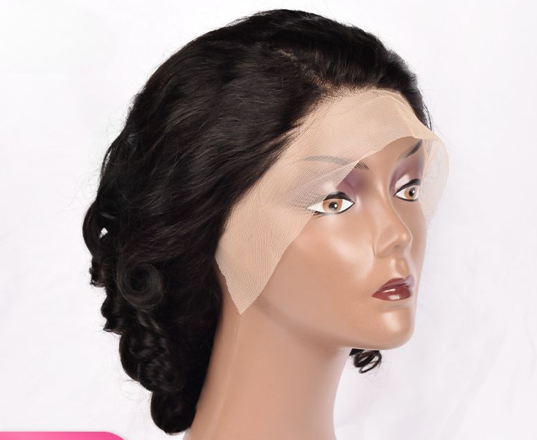 Parūka ir pilna ar īstiem matu šortiem, 13*4, pilna frontālā bobo stila cilvēka matiem, vaļīgi viļņoti, mežģīņu frontālie elementi, 100% cilvēka mati, 14 collas_voghion.com