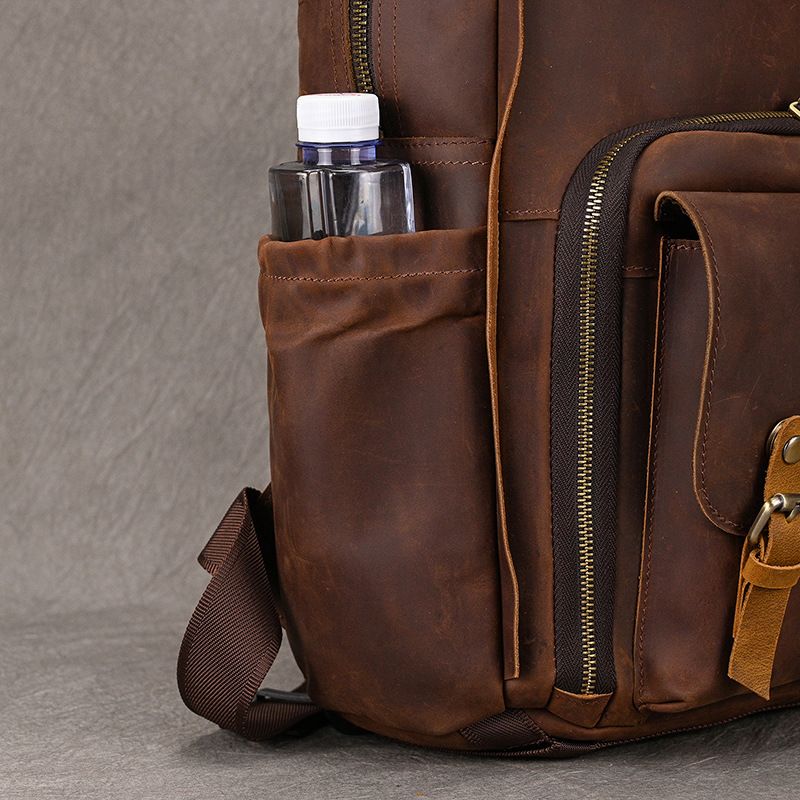 Crazy Horse Photography Men's Large Capacity Backpack Cowhide Travel Outdoor Genuine Leather DSLR Camera Bag_voghion.com