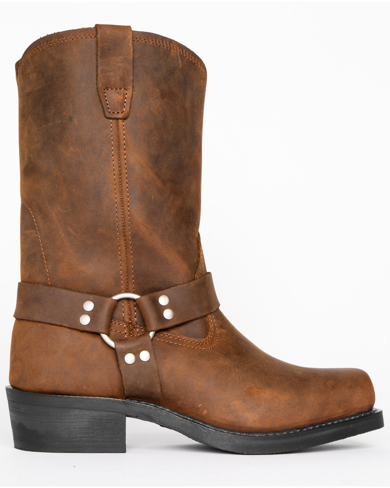 Men's Western Cowboy Boots Fashion Leather Country Boots Classic Square Toe Mid-Calf Boots Heel Knight Men's Boots_voghion.com