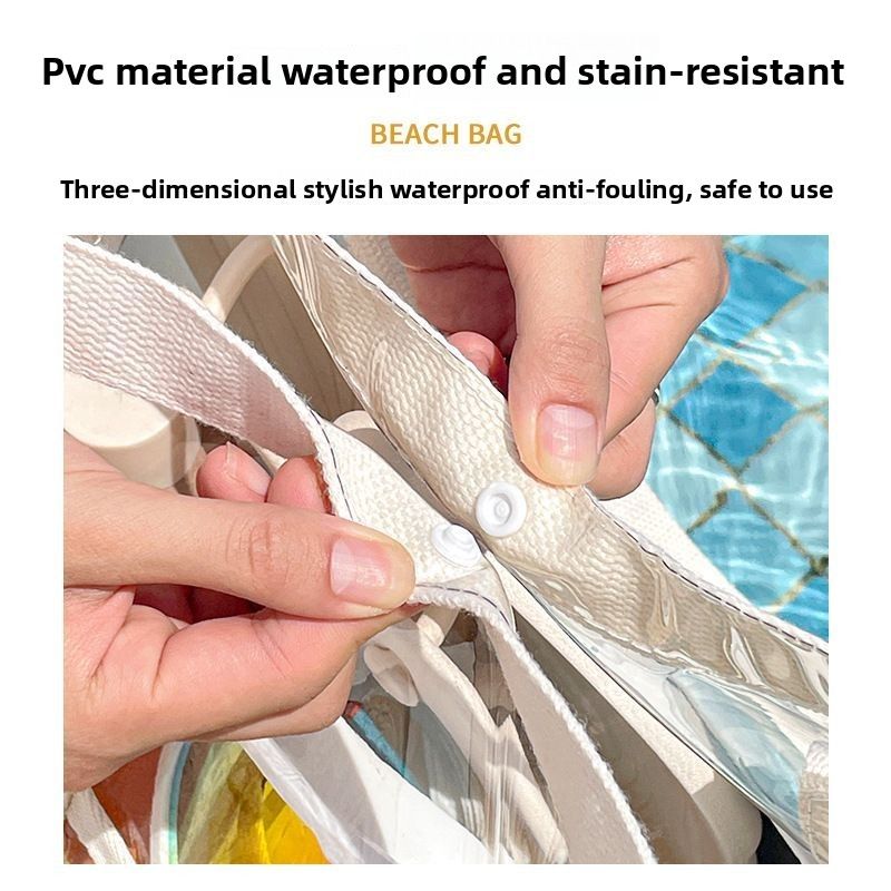 New Handeld Soulder Swimming Transparent Waterproof PVC Large Capacity Jelly Cosmetic Storage Bag Multifunctional_voghion.com