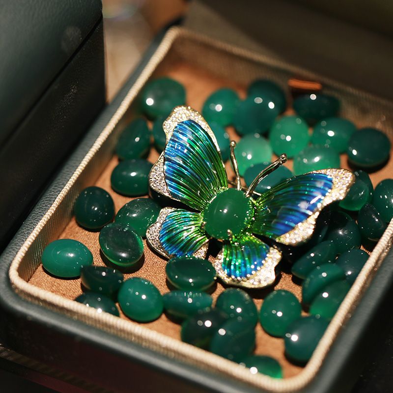 Spilla a fiocco in agata smaltata fatta a mano Quiet Butterfly Valley, spilla a forma di insetto_voghion.com