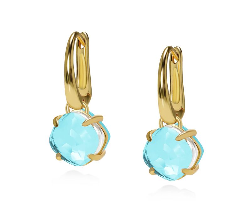 Conjunto de joyería para mujer, original y de moda, con pendientes de cristal de agua brillante de doble cara y superficie tallada, con piedras lisas de colores._voghion.com