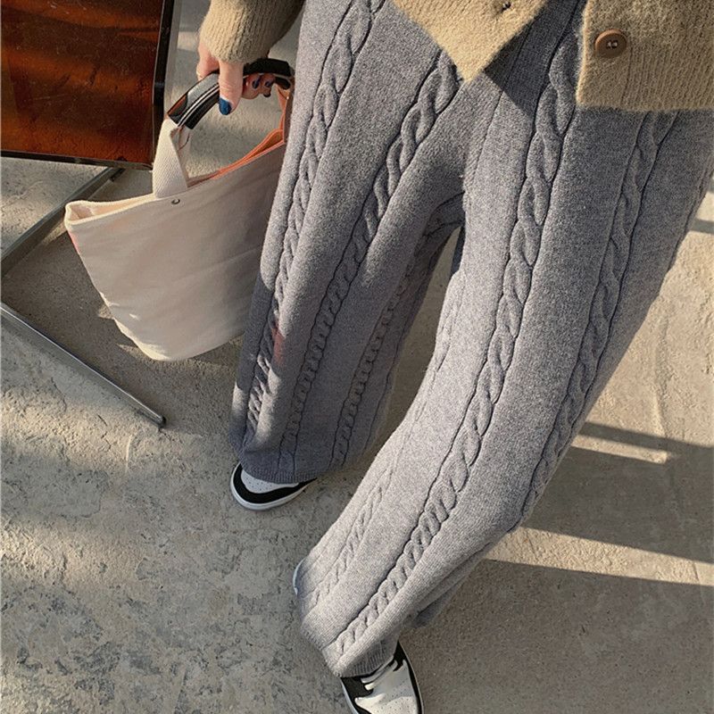 Pantaloni in maglia K Fashion Pantaloni lunghi Maglione Abbigliamento donna_voghion.com