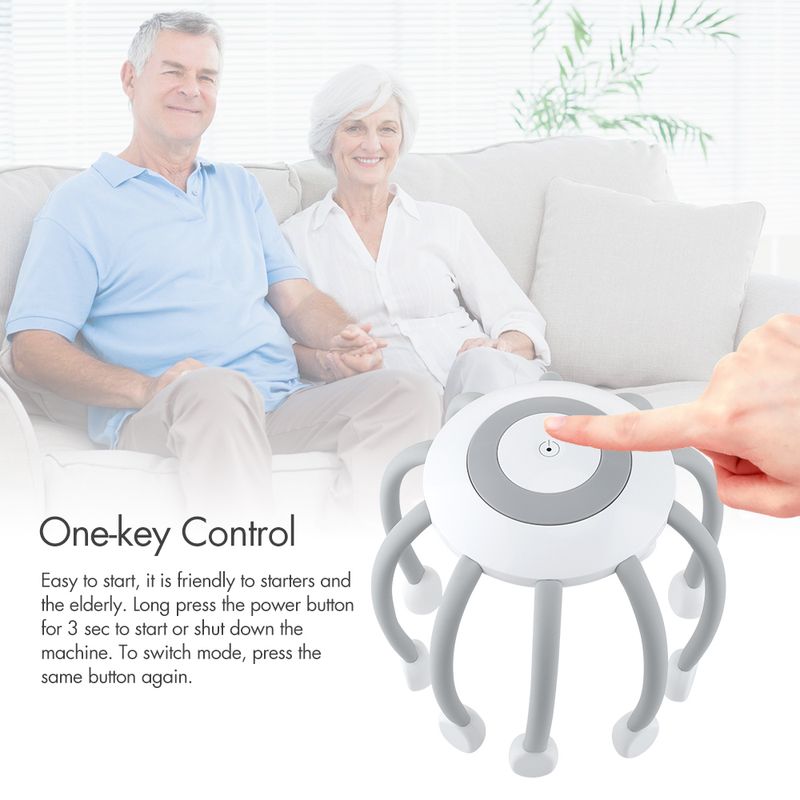 Massaggiatore elettrico per cuoio capelluto a forma di artiglio di polpo, grattatesta, 4 modalità di vibrazione, spegnimento automatico a mani libere per alleviare lo stress, ricaricabile tramite USB_voghion.com