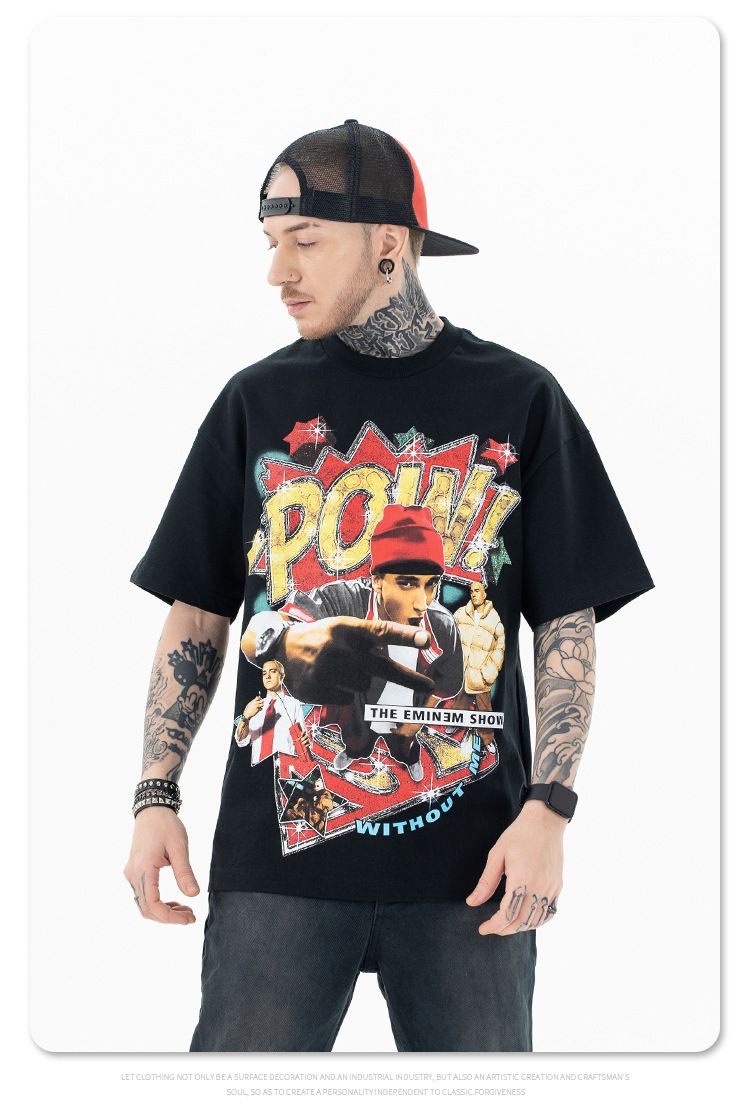 SUP Men's Wear | 2024 Spring/Summer New Product Trendy Brand American High Street Hip Ham Lord Portrait Printed Short_voghion.com