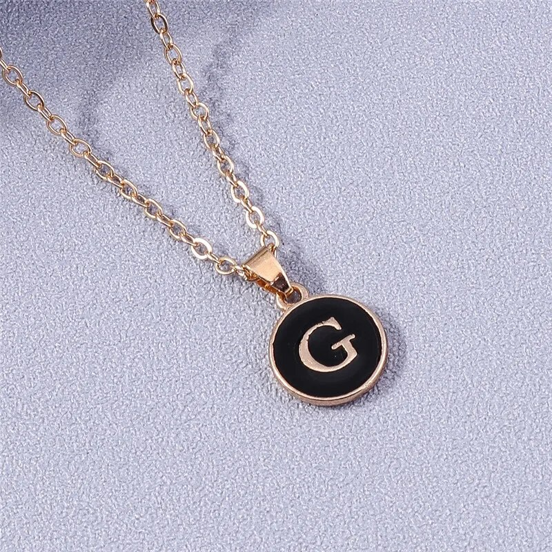 Collier avec pendentif en 26 lettres avec initiales de nom pour femme, collier en émail de l'alphabet A à Z, cadeaux d'anniversaire pour filles, accessoires de bijoux_voghion.com