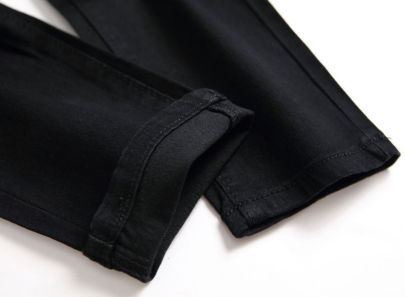 Jeans décontractés pour hommes, coupe slim, déchirés et personnalisés, pour le commerce transfrontalier, élégants et polyvalents_voghion.com