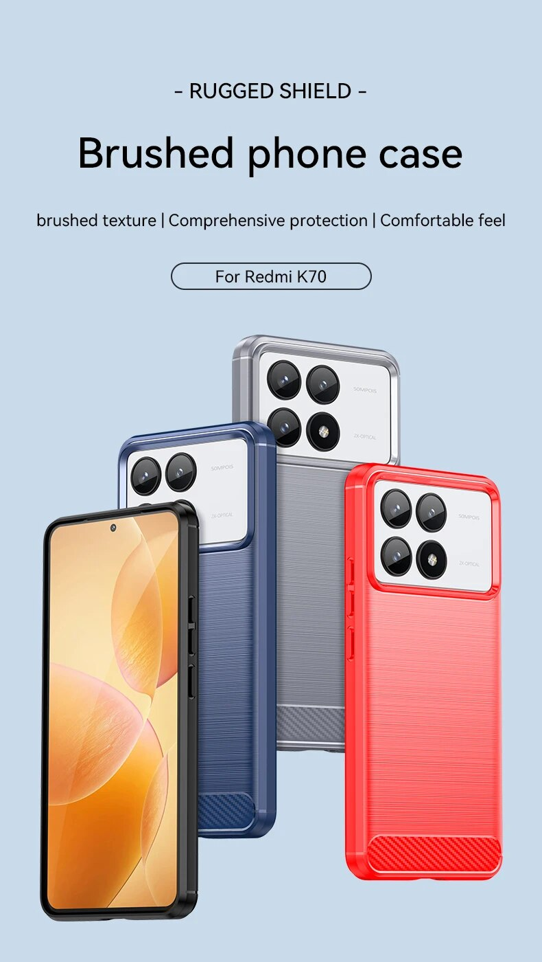 Funda protectora suave de TPU con fibra de carbono y caucho de silicona para Xiaomi Redmi K70 Pro K70E_voghion.com