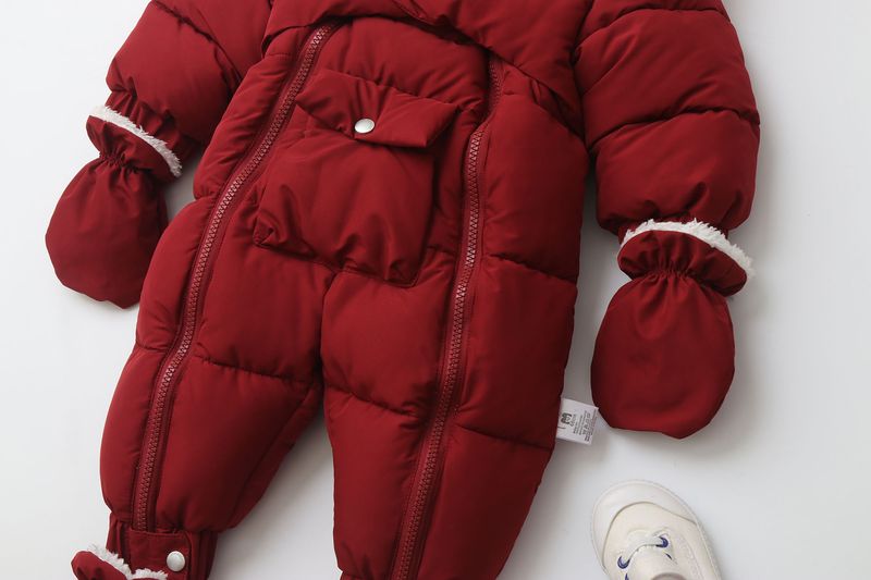 Pelele de invierno premium con capucha para bebé Mother & Kids: mono grueso acolchado de algodón para bebés y niños pequeños (66-90 cm), unisex, manga larga, con cremallera_voghion.com