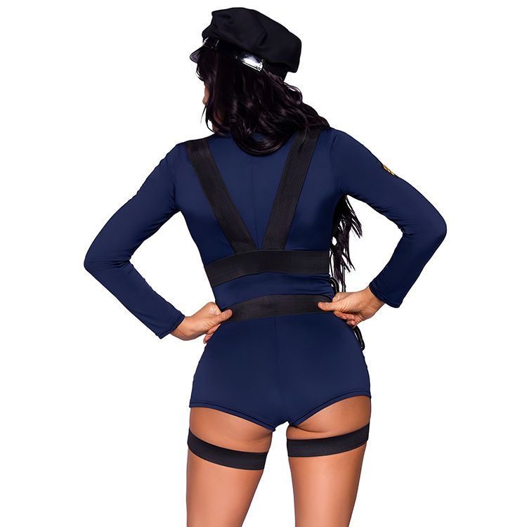 Costume de policière bleu tentation, uniforme de jeu d'Halloween, tenue de jeu de rôle_voghion.com