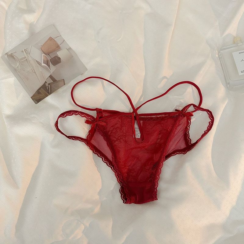 2025d Pure Desire Spitzenhöschen für Damen, sexy, hohl, transparent, niedriges Netzgewebe, gekreuzte Träger, dreieckiger Slip_voghion.com